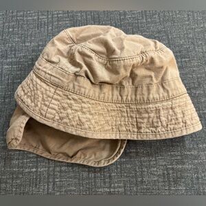 Tan Bucket Small Hat Size 3T Covers the neck!